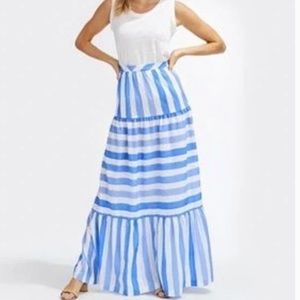 NWT Vineyard Vines Tiled Stripe Size XL Flowy Maxi Skirt Bimini Blue